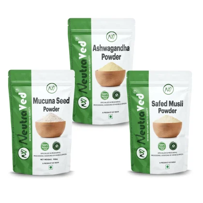Combo Ashwagandha Safed Musli Kaunch Beej/Mucuna Pruriens Powder  image 1